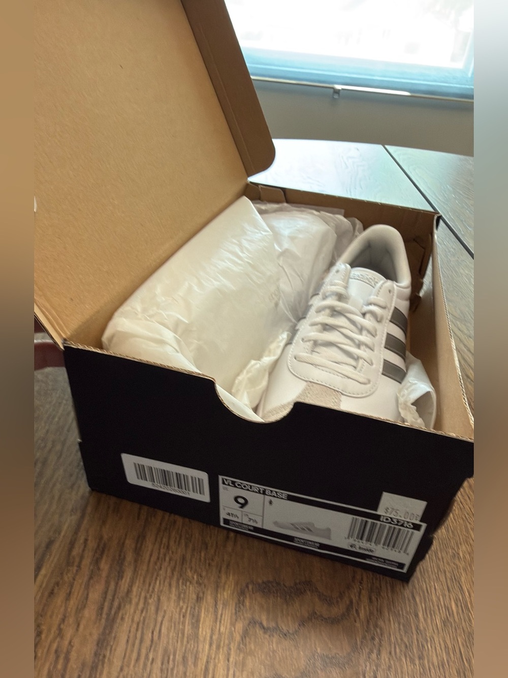 adidas VL Court Base Sneakers - Women's Size 9 - All White - NEW IN BOX - Picture 2 of 11